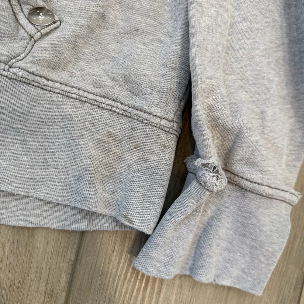 True Religion Distressed Light Gray Full Zip Hoodie Adult Size XL Streetwear